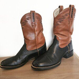 Men's size 9 Ariat Brown and Black Leather Cowboy Work Boots